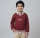 Boys Maroon V-Neck Graphic Printed Sweatshirt