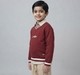 Boys Maroon V-Neck Graphic Printed Sweatshirt