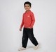 Boys Coral Red Knit Polo Neck Pullover