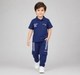 Boys Royal Blue Typography Printed Polo T-Shirt