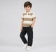Boys Beige & Cream Broad Striped Short Sleeve Knit Polo T-Shirt