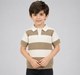 Boys Beige & Cream Broad Striped Short Sleeve Knit Polo T-Shirt