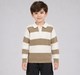 Boys Beige & Cream Broad Striped Long Sleeve Knit Polo Sweater