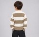 Boys Beige & Cream Broad Striped Long Sleeve Knit Polo Sweater