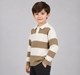 Boys Beige & Cream Broad Striped Long Sleeve Knit Polo Sweater