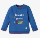 Infant Boys' Embroidered 100% Cotton Sweatshirt - Blue