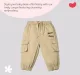 Infant Boys Embroidered 100% Cotton Cargos - Beige