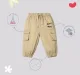 Infant Boys Embroidered 100% Cotton Cargos - Beige