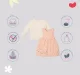 Infant Girls Checkered 100% Cotton Dress With Tshirt- Orange