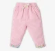 Infant Girls Embroidered 100% Cotton Trousers - Pink