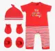Infants Boys Romper With Mitten, Bootie & Cap - Red