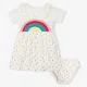 Infant Girls Printed Pinafore Dress With Tshirt & Bloomers- White