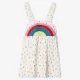 Infant Girls Printed Pinafore Dress With Tshirt & Bloomers- White