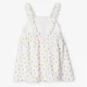 Infant Girls Printed Pinafore Dress With Tshirt & Bloomers- White