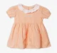 Infant Girls Embroidered Dress With Bloomers- Peach