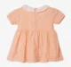 Infant Girls Embroidered Dress With Bloomers- Peach
