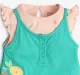 Infants Girls Applique Romper With Tshirt - Green & Peach