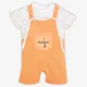Infant Unisex Embroidered Dunagree With Tshirt - Orange
