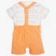 Infant Unisex Embroidered Dunagree With Tshirt - Orange