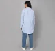 Maternity Striped Mandarin Neck Collar Shirt - Blue