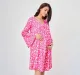 Maternity Printed Full Sleeves Dress -Pink