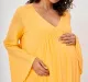 Maternity Solid Full Sleeves Dress -Yellow