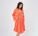 Maternity Printed Full Sleeves Dress -Orange