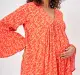 Maternity Printed Full Sleeves Dress -Orange