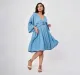 Maternity Solid Full Sleeves Dress -Blue