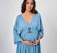 Maternity Solid Full Sleeves Dress -Blue