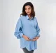Maternity Solid Full Sleeves Shirts -Blue