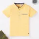 Boys Textured Tee With Chambray Collar