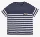 Boys 100% Cotton Striped T-Shirt - Navy