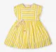 Girls Striped 100% Cotton Dress - Yellow