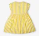 Girls Striped 100% Cotton Dress - Yellow