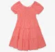 Girls 100% Cotton layered Dress - Coral