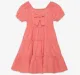Girls 100% Cotton layered Dress - Coral
