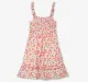 Girls Smocked Printed Dress - White