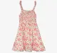 Girls Smocked Printed Dress - White