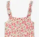 Girls Smocked Printed Dress - White