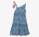 Girls Printed One Shoulder Dress - Multicolor
