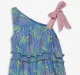 Girls Printed One Shoulder Dress - Multicolor