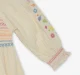 Girls Embroidered 100% Cotton Smocked Dress - Off White