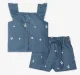 Girls 100% Cotton Co-Ord Set - Blue (Pack of 2)