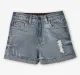 Girls Denim Distress Shorts - Mid Blue