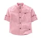 Henley Shirt With Roll Ups + Welt Pockets - Red