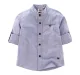 Boys Roll Up Sleeves Stripe Shirt - Blue