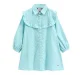 Girls Shirt Dress With Ruffle - Aqua