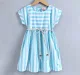 Girls Striped Dress - Pale Blue