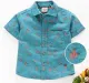 Boys Printed Flax Shirt - Teal